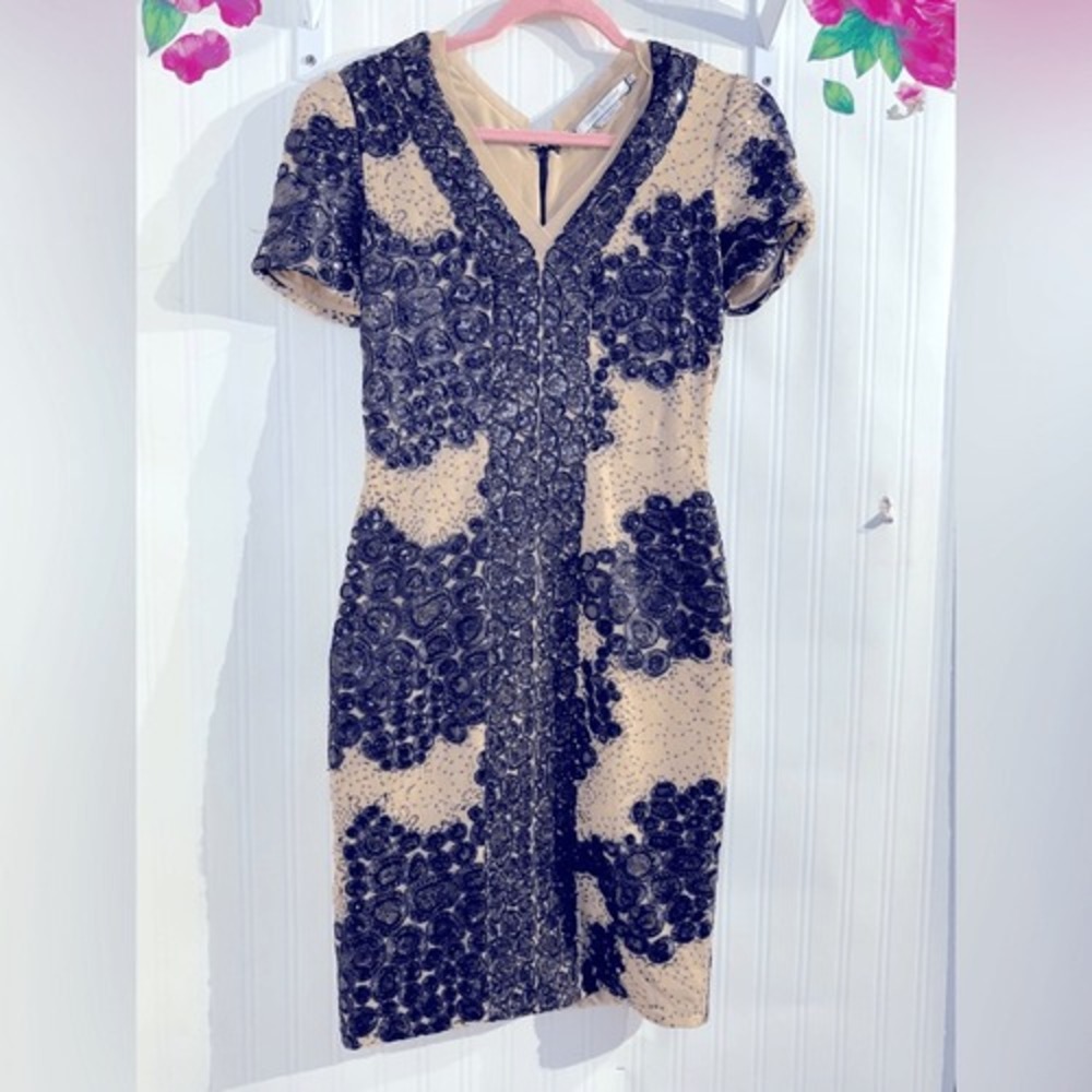 Debbie Shuchat Elegant‎ Black and Tan Dress Size 0(TXA1047)